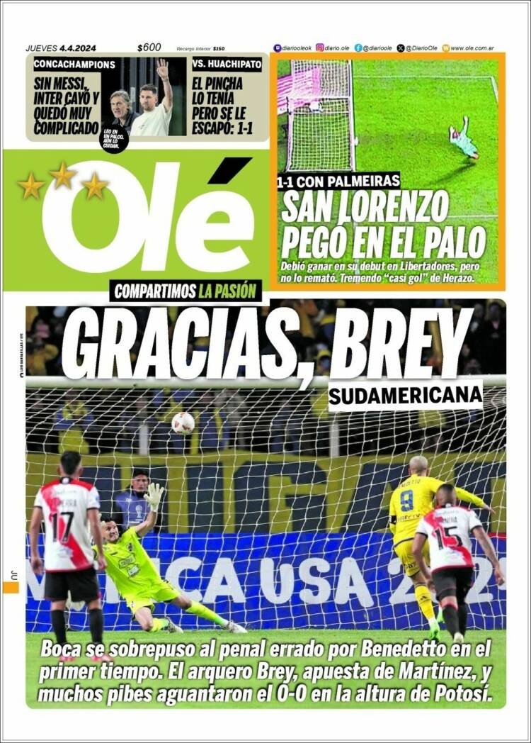 Portada de Olé (Argentina)
