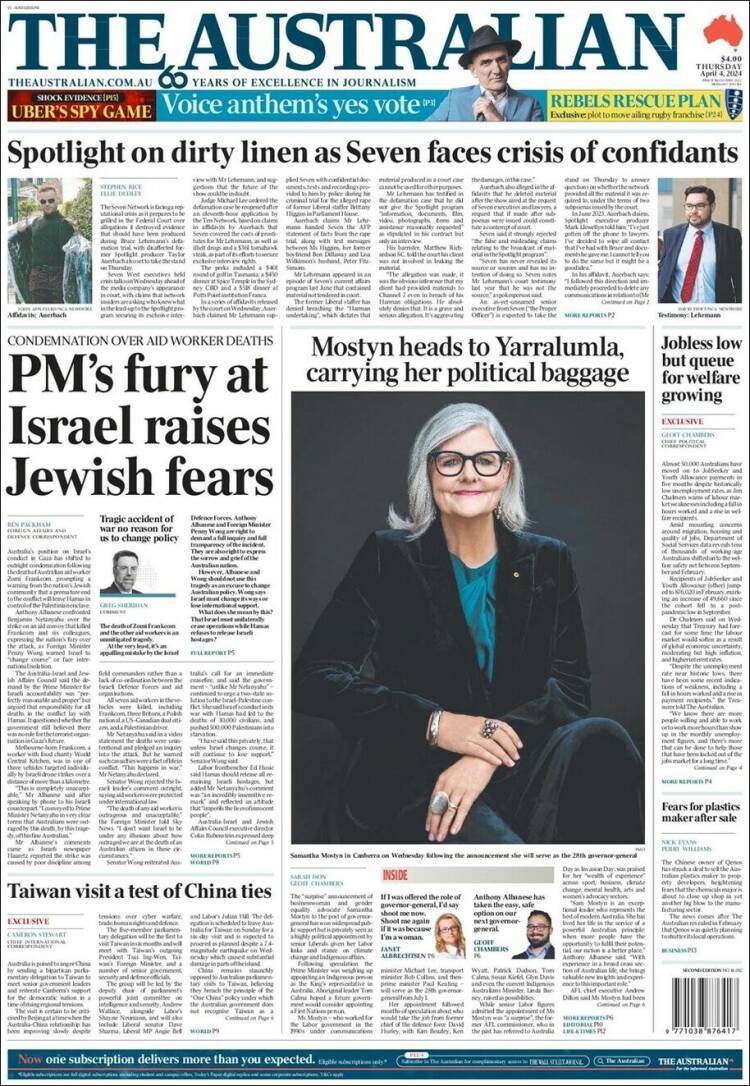 Portada de The Australian (Australia)