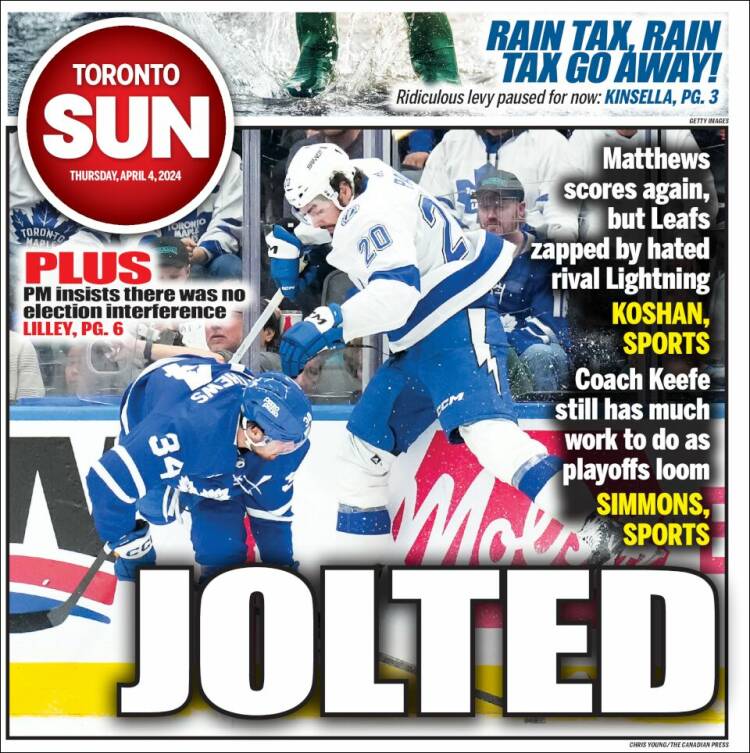 Portada de The Toronto Sun (Canadá)