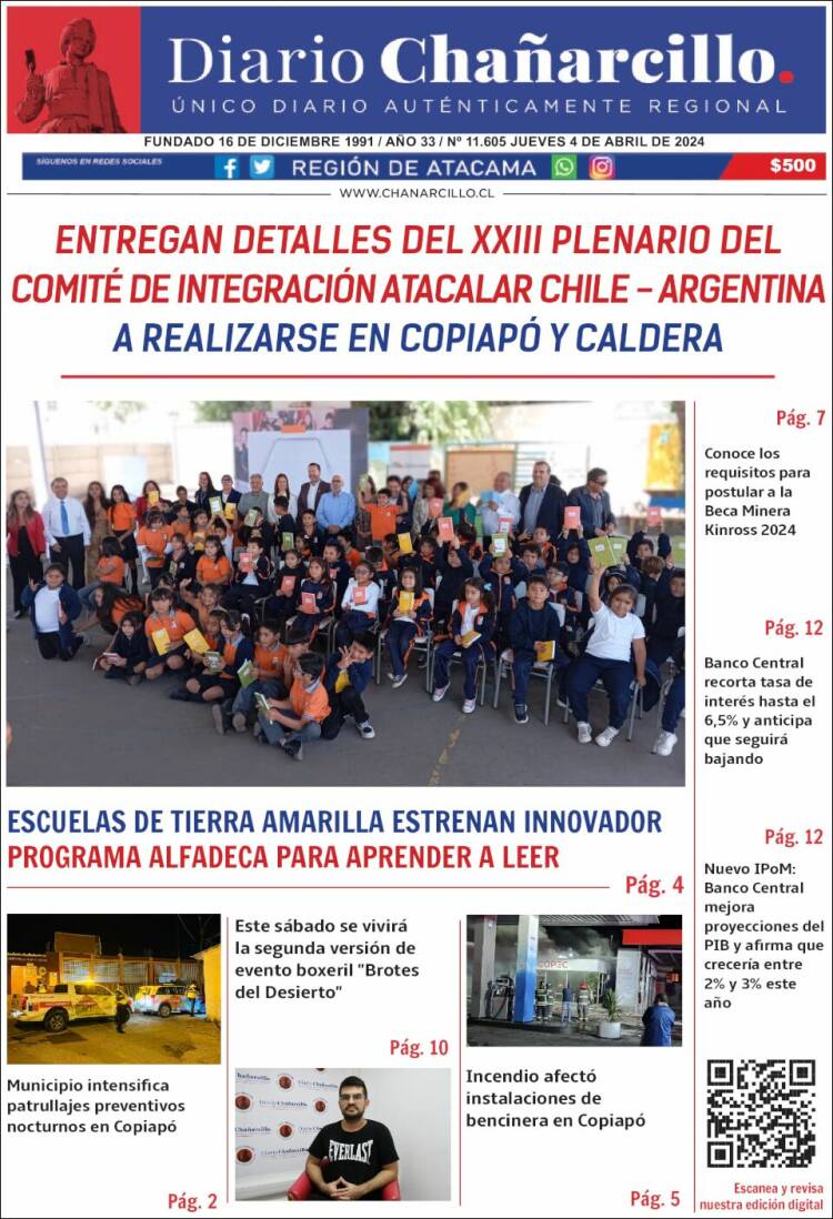 Portada de Diario Chañarcillo (Chile)