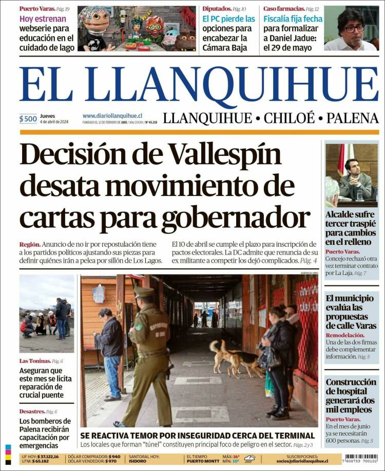 Portada de El Llanquihue (Chile)