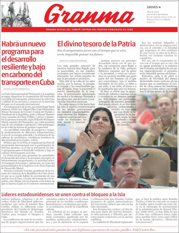 Portada de Granma (Cuba)
