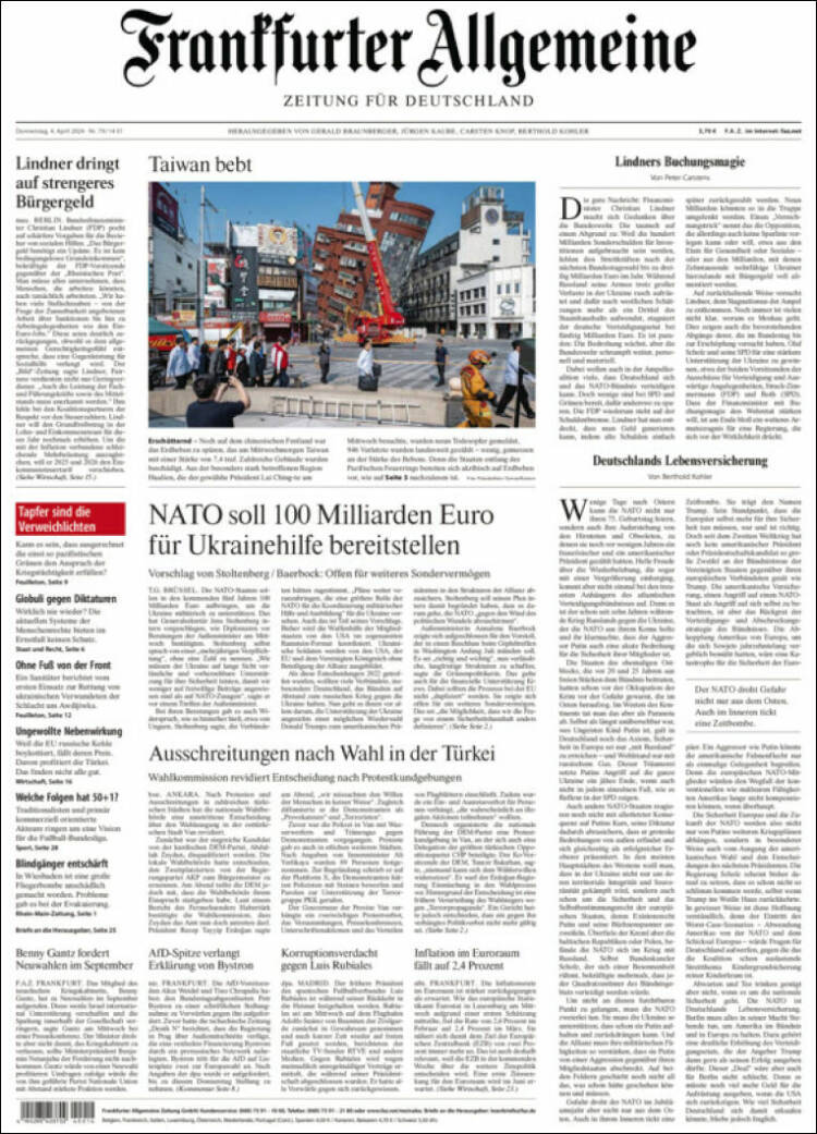 Portada de Frankfurter Allgemeine (Alemania)