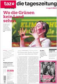 Portada de Die Tageszeitung (Allemagne)
