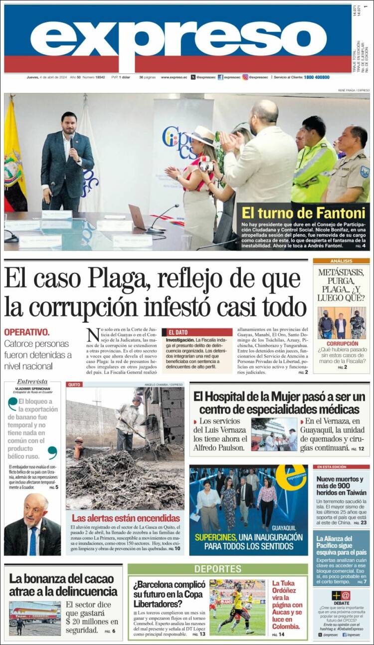 Portada de Expreso (Ecuador)