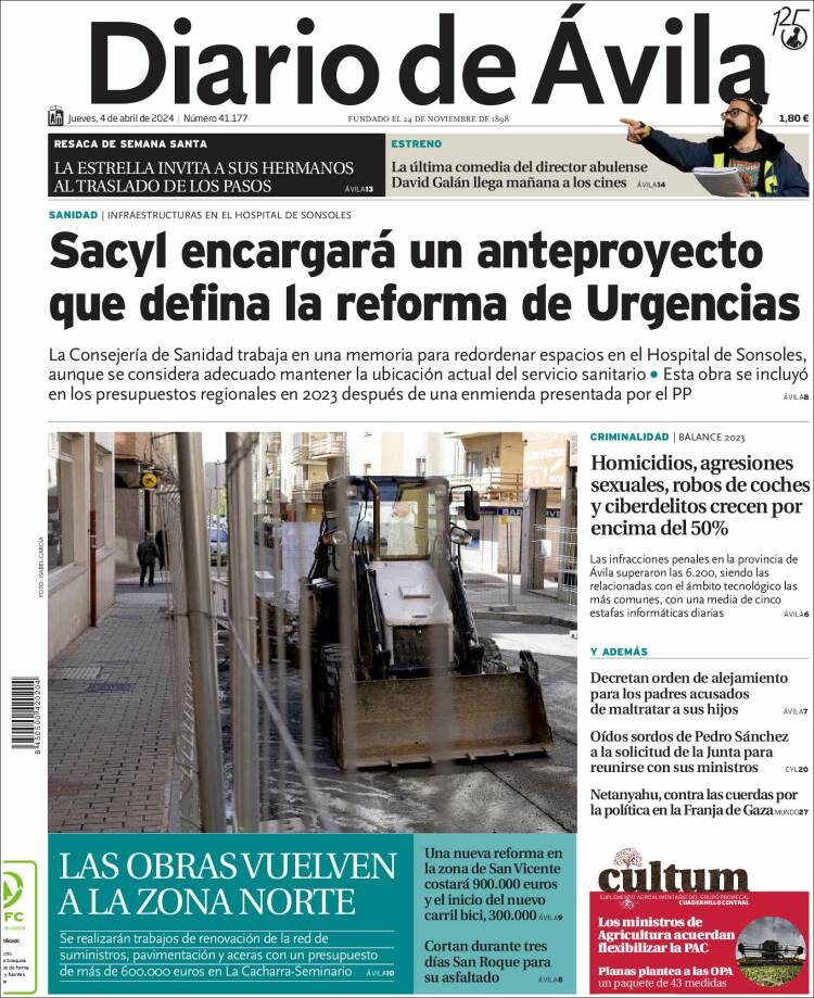 Portada de Diario de Ávila (España)