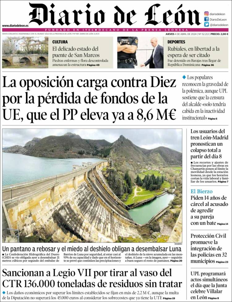Portada de Diario de León (España)