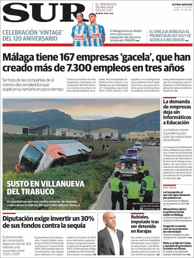 Portada de Diario el Sur (España)