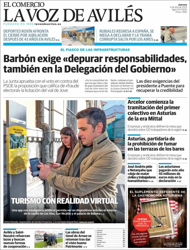 Portada de El Comercio - Avilés (España)