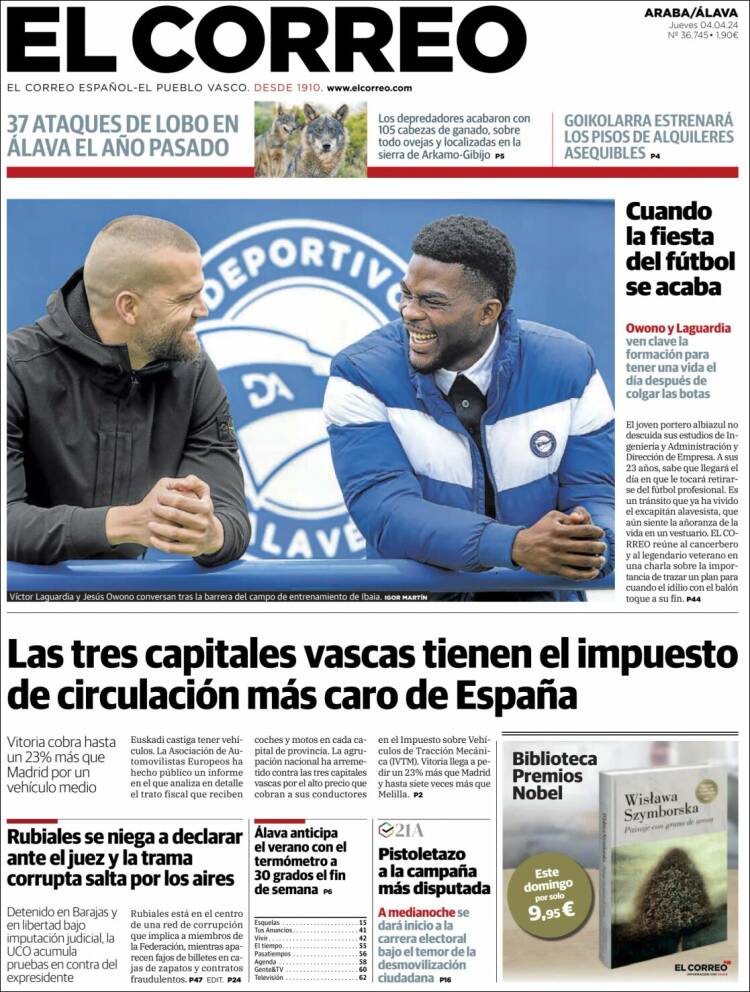 Portada de El Correo - Álava (España)