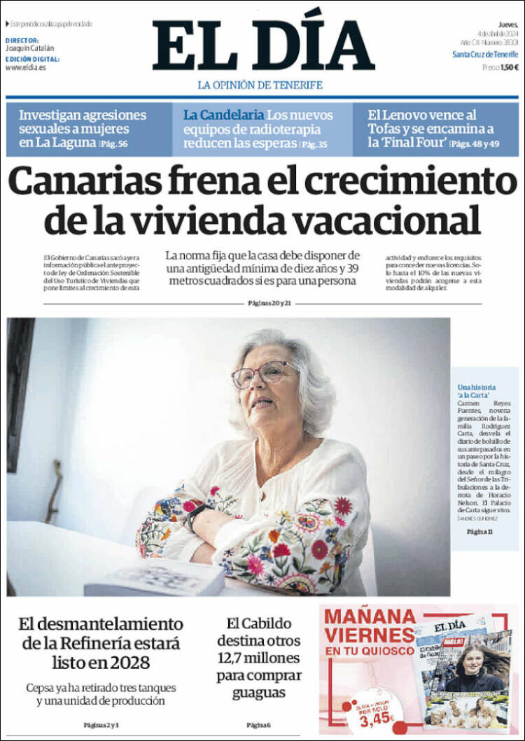 Portada de El Día (España)
