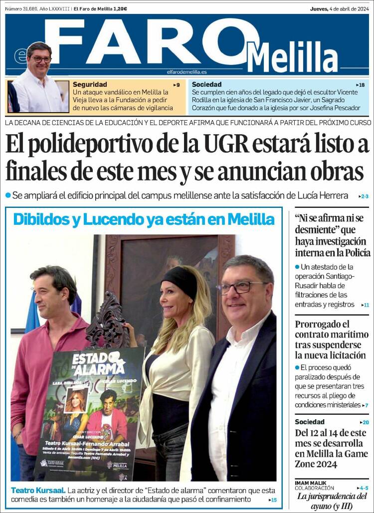 Portada de El Faro de Melilla (España)