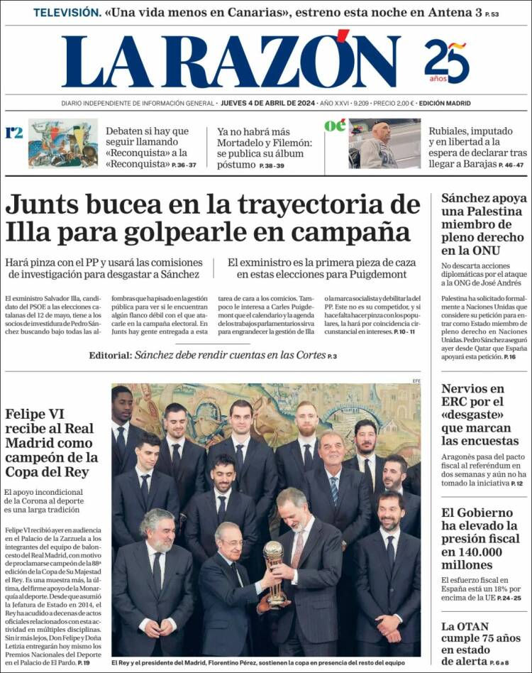 Portada de La Razón (España)