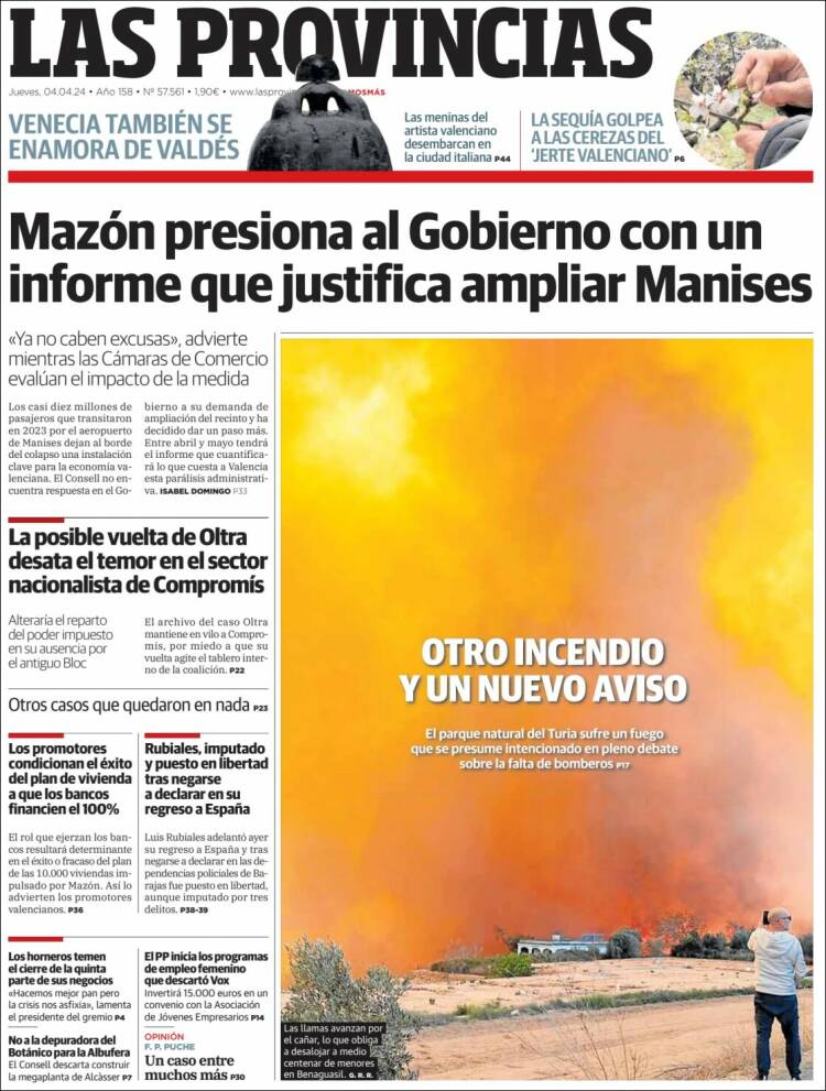 Portada de Las Provincias (España)