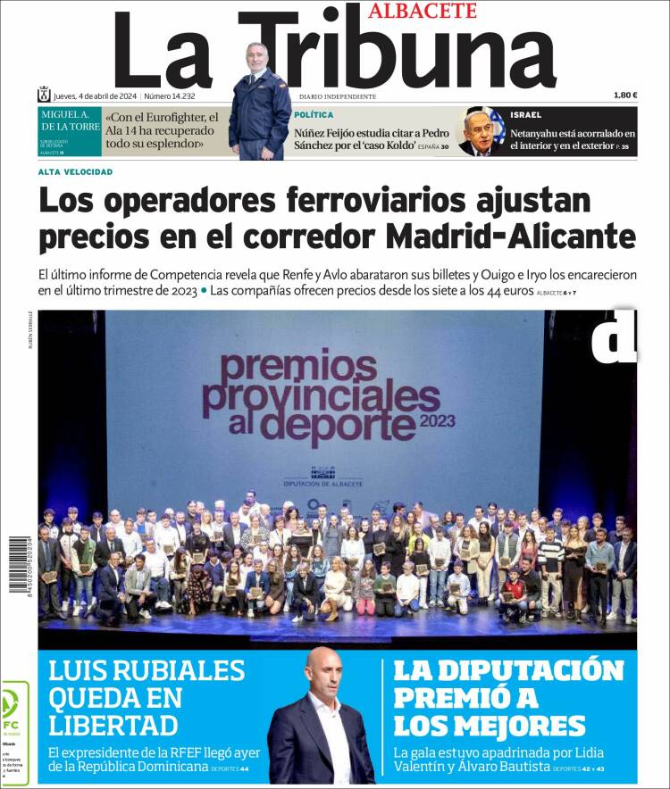Portada de La Tribuna de Albacete (España)