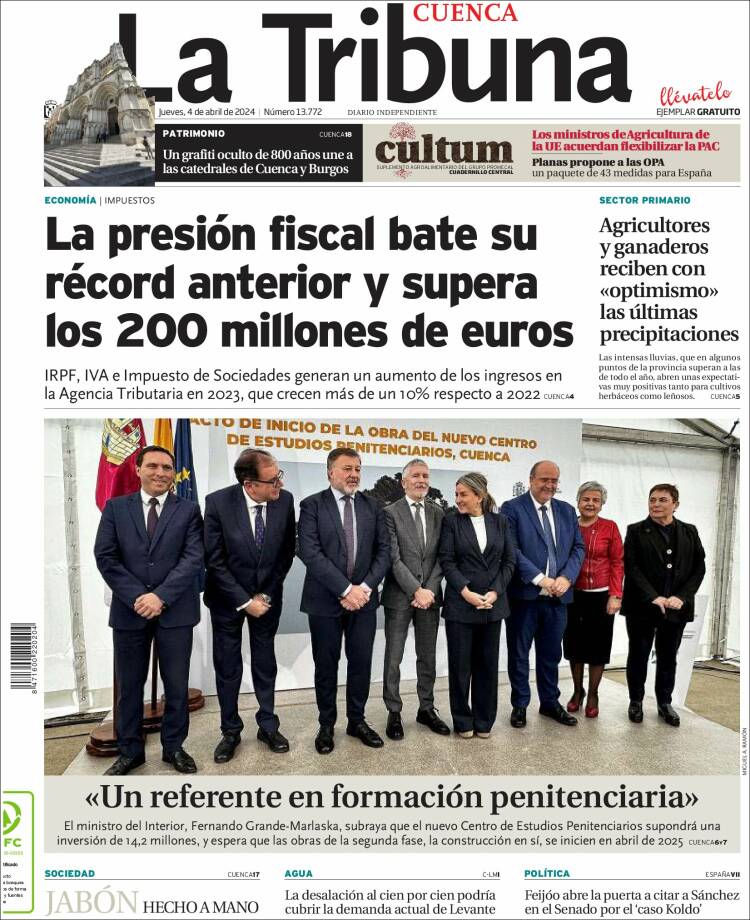 Portada de La Tribuna de Cuenca (España)