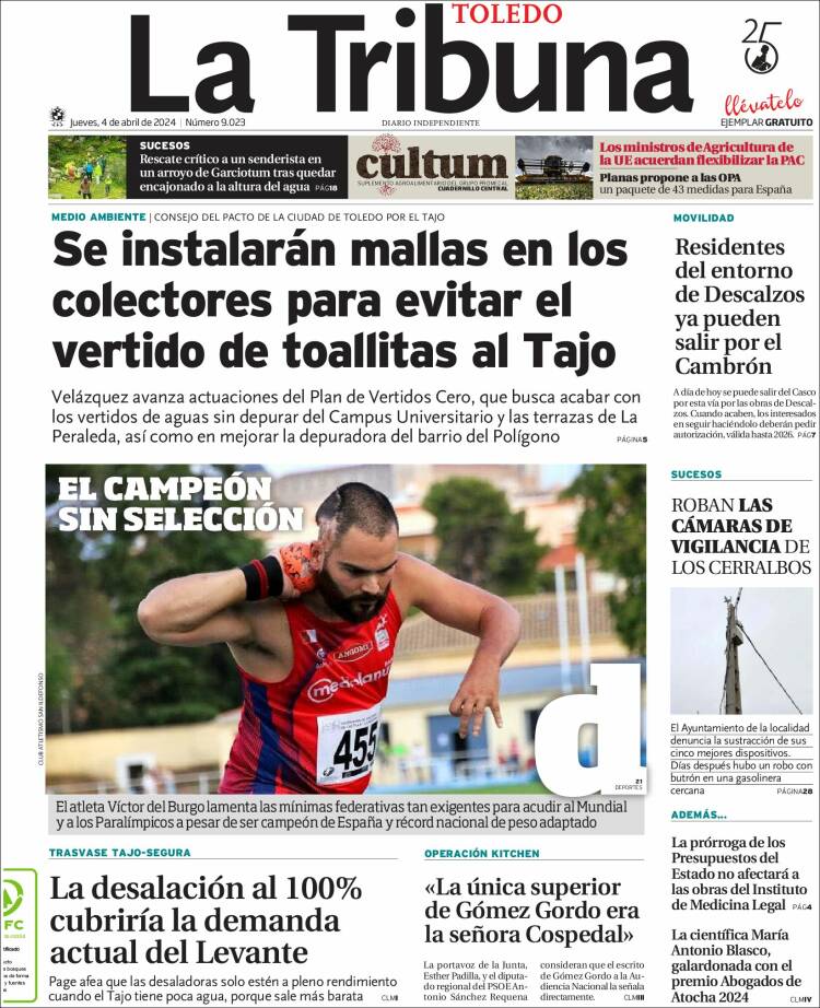 Portada de La Tribuna de Toledo (España)