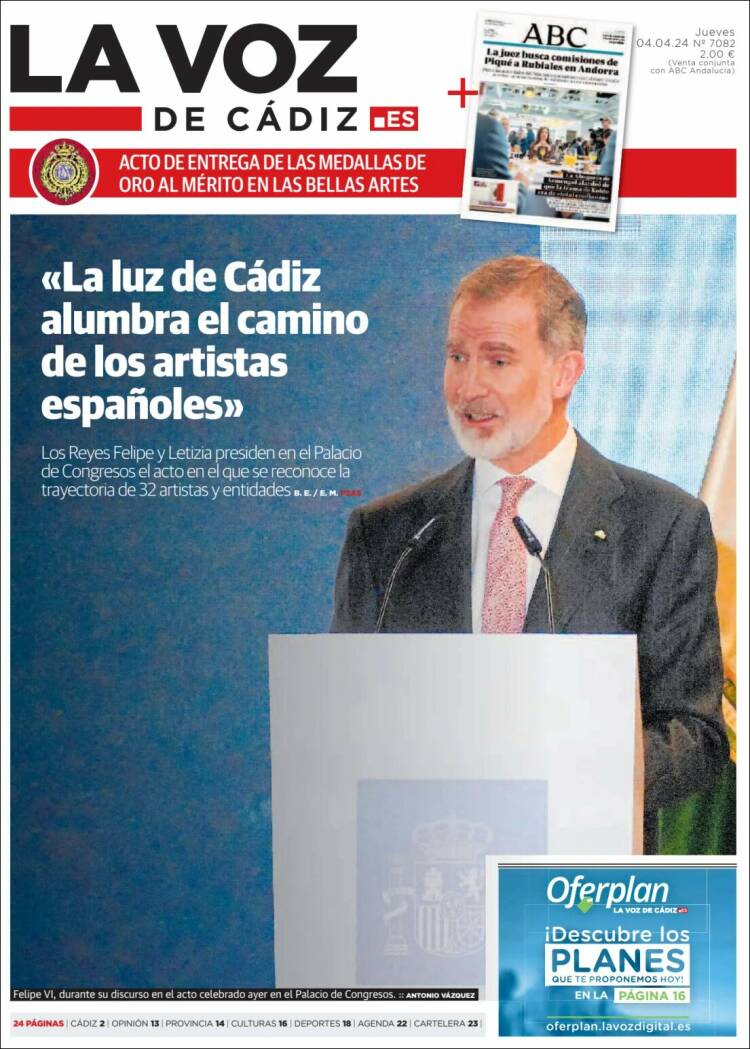 Portada de La Voz de Cádiz (España)