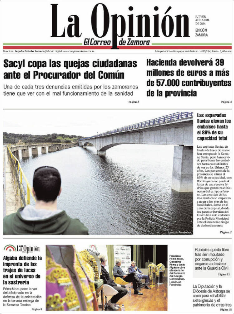 Portada de La Opinión - El Correo de Zamora (España)