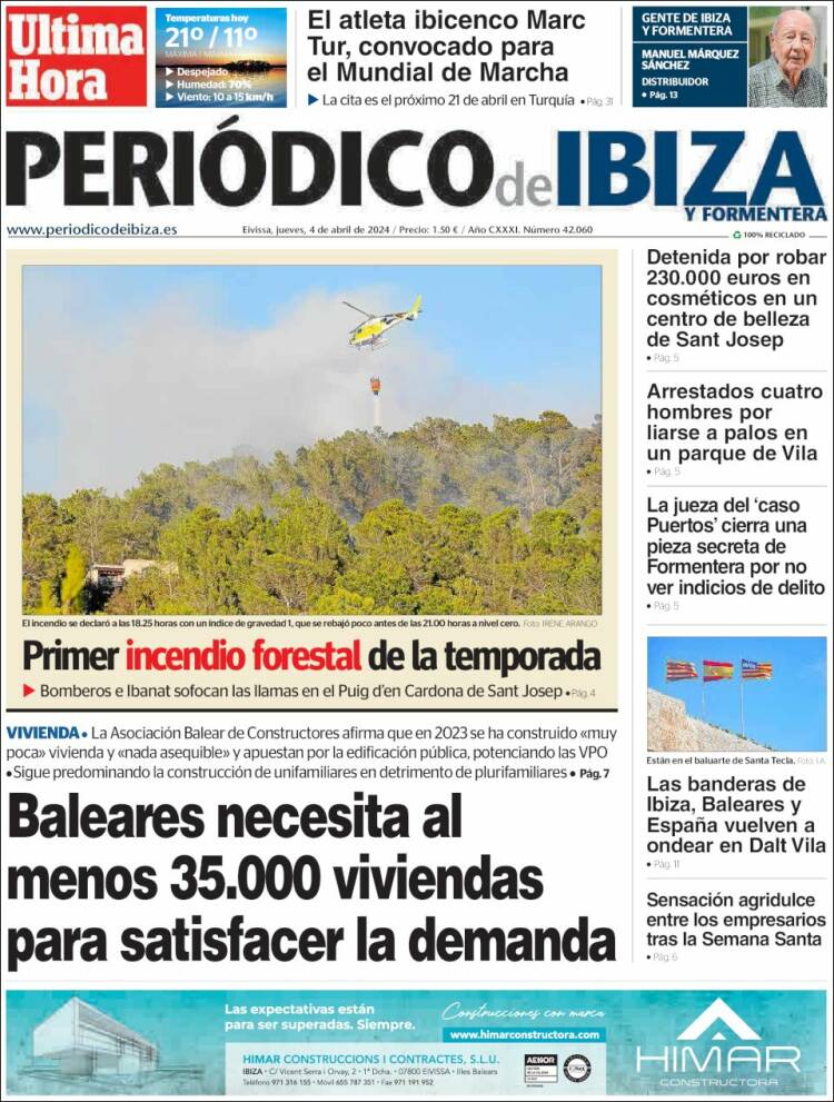 Portada de Periódico de Ibiza (España)