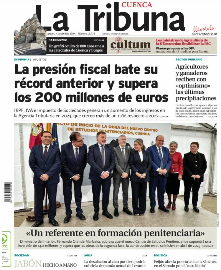 Portada de La Tribuna de Cuenca (España)