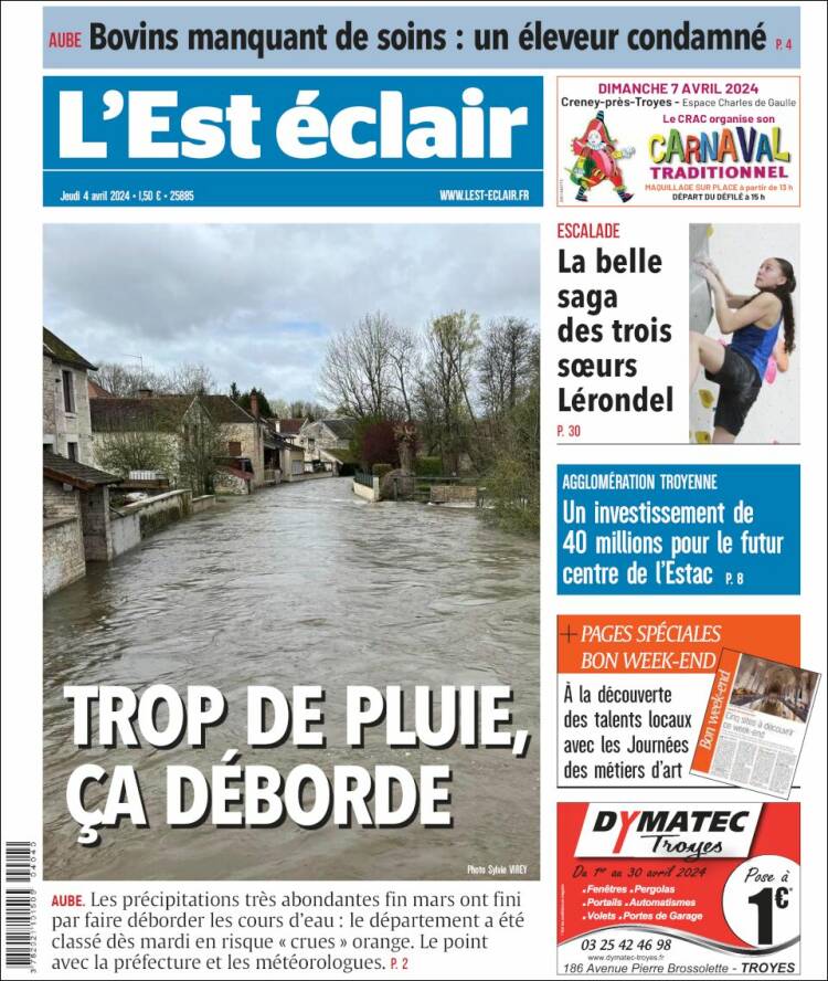Portada de L'Est Eclair (Francia)