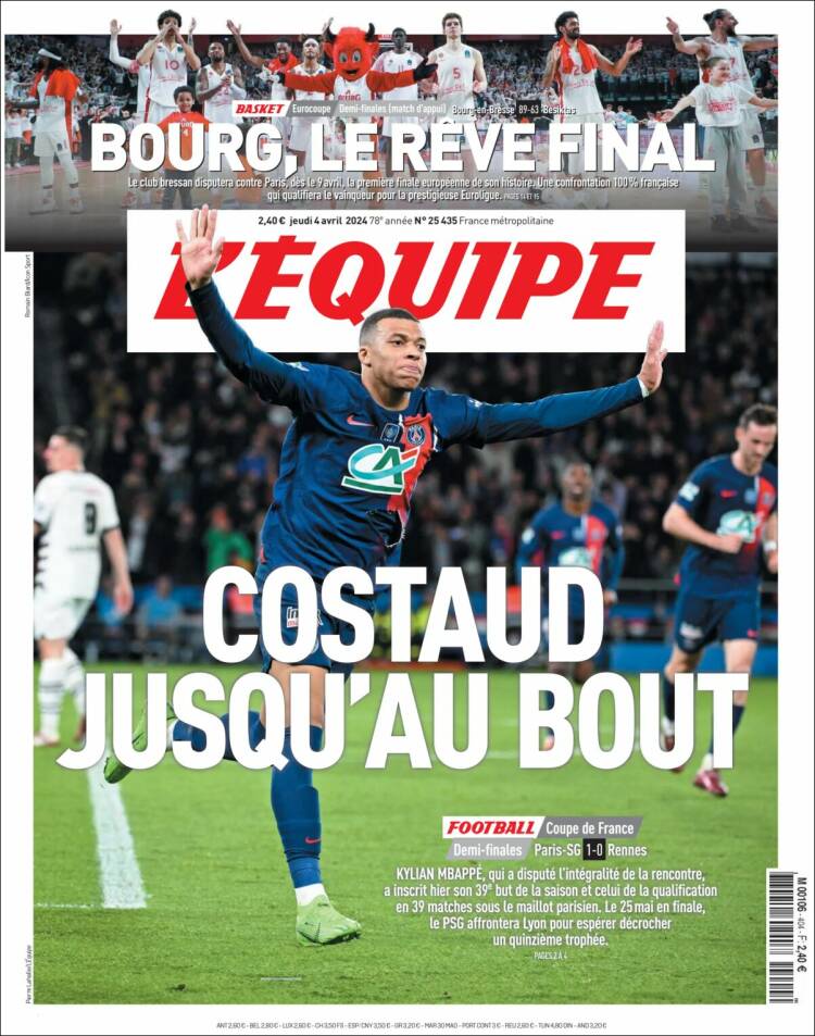 Portada de L'Equipe (Francia)