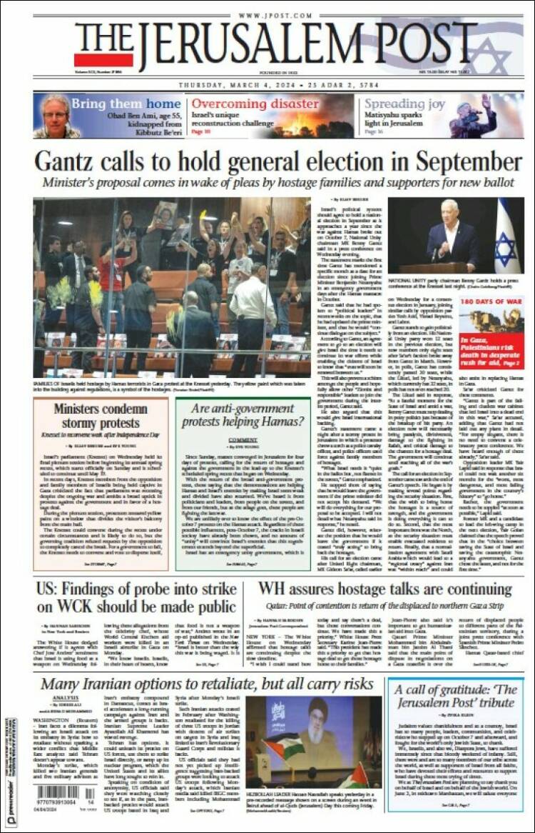 Portada de The Jerusalem Post (Israel)