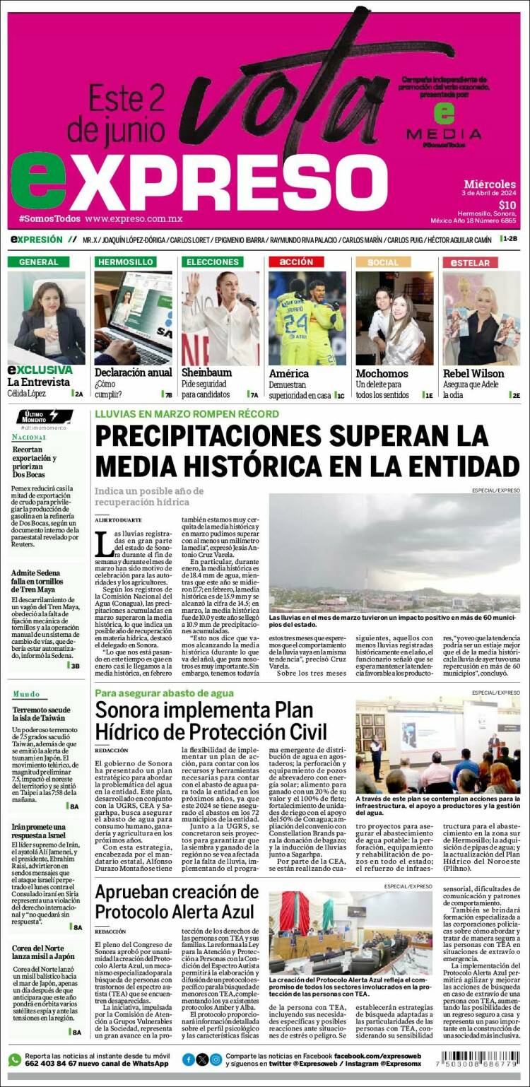 Portada de Expreso (M&eacute;xico)