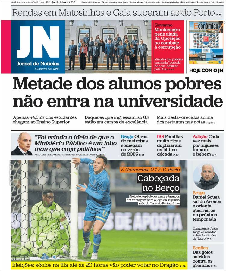 Portada de Jornal de Notícias (Portugal)