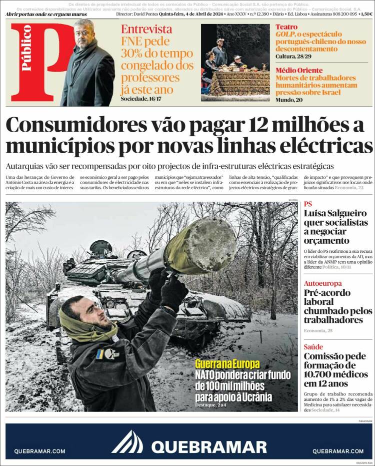 Portada de Público (Portugal)