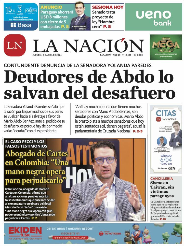 Portada de La Nación (Paraguay)