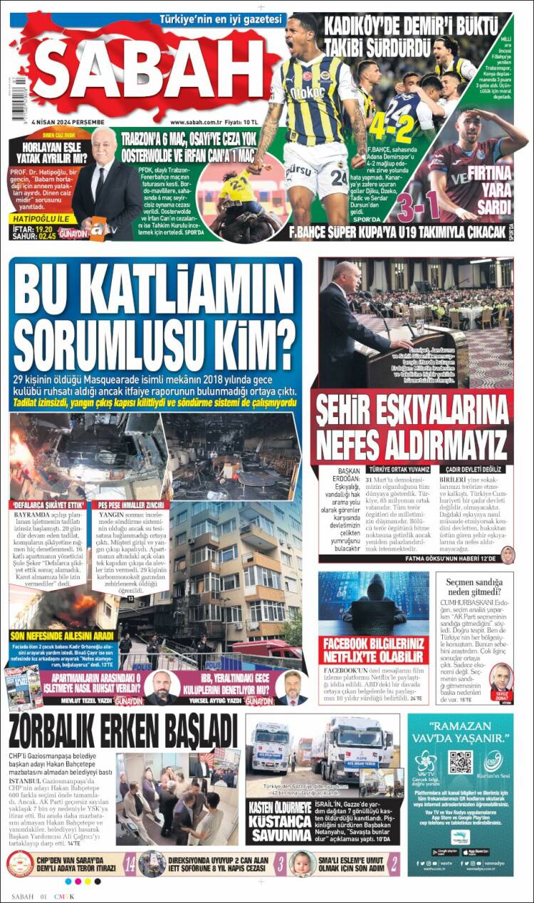 Portada de Sabah (Turqu&iacute;a)