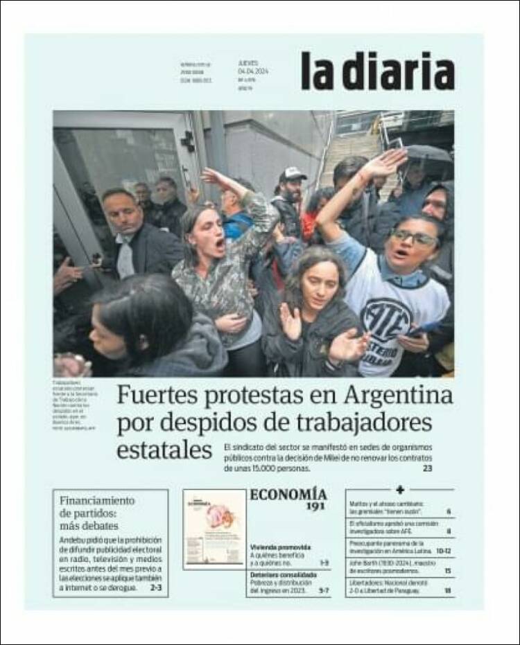 Portada de La Diaria (Uruguay)