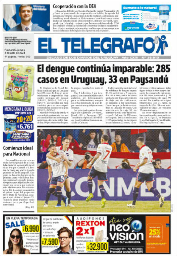 Portada de El Telégrafo (Uruguay)