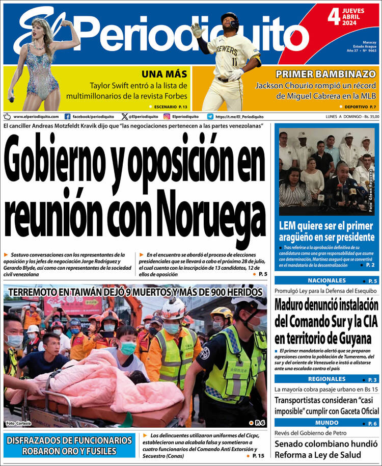Portada de Periodiquito de Aragua (Venezuela)