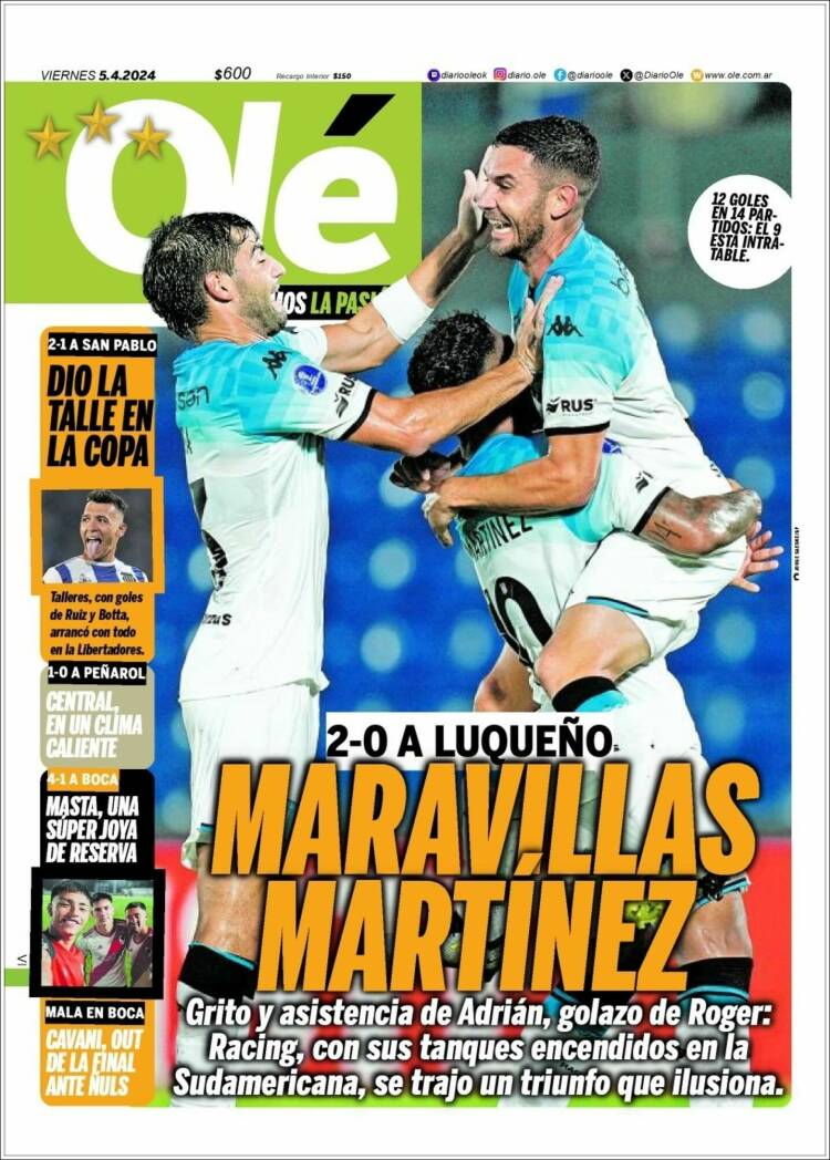 Portada de Olé (Argentina)