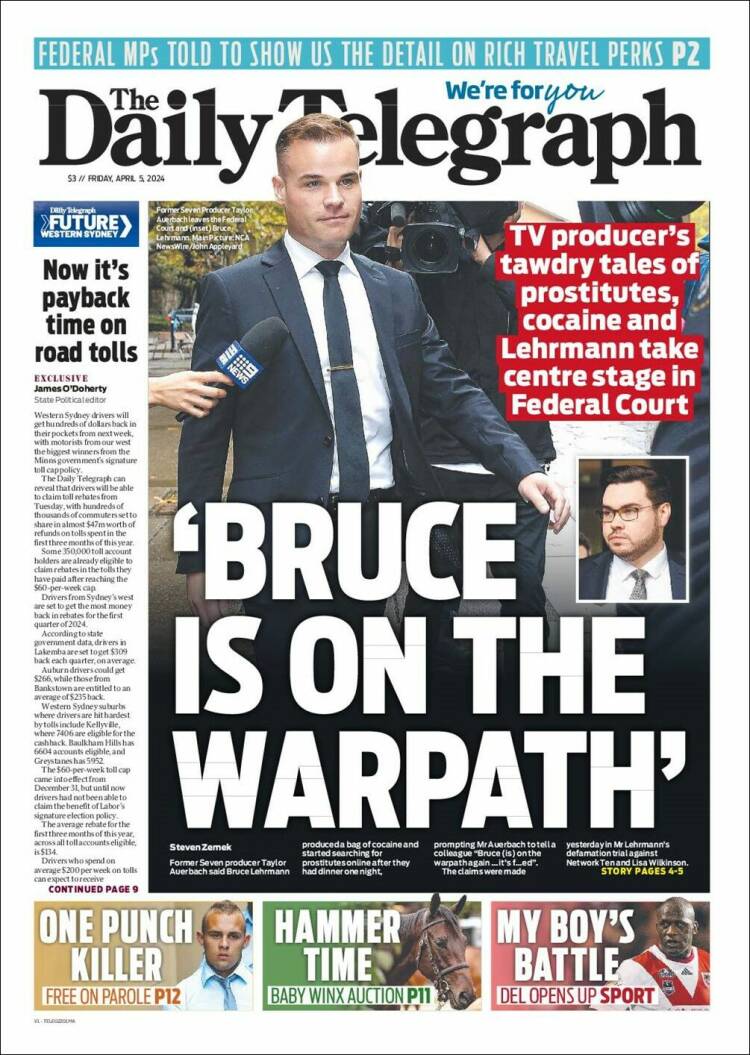 Portada de The Daily Telegraph (Australia)