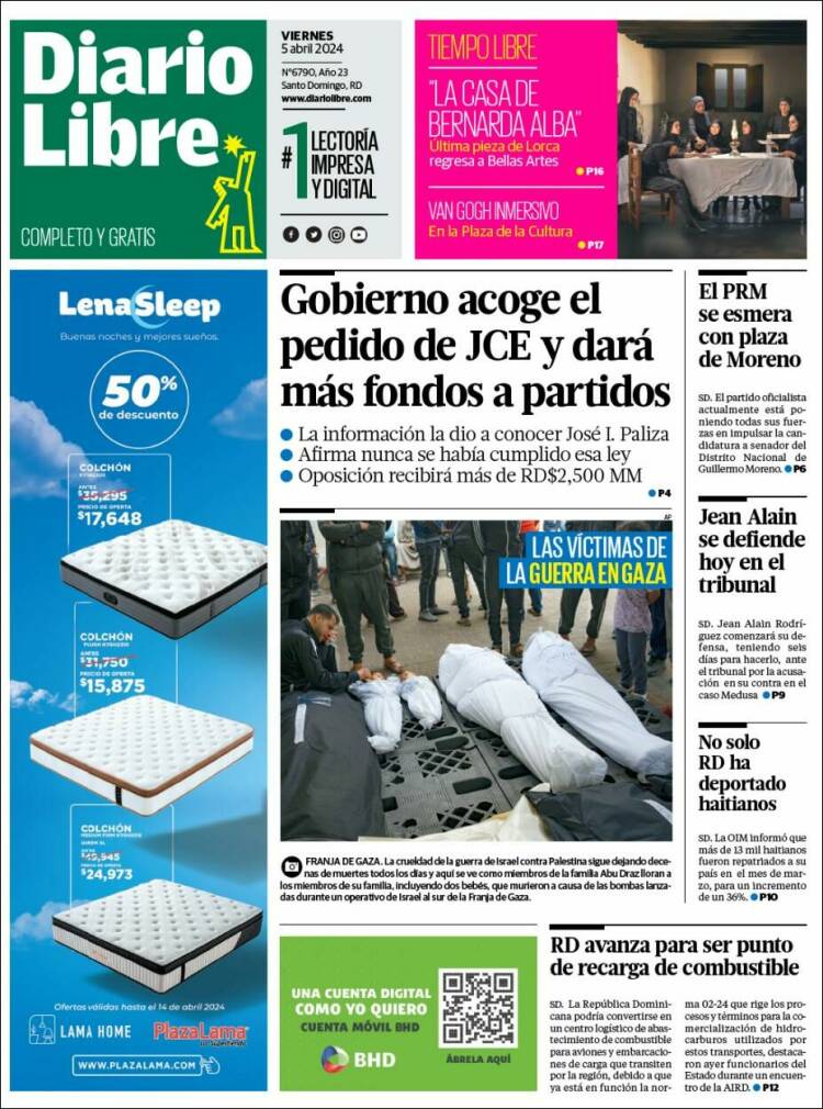 Portada de Diario Libre (R. Dominicana)