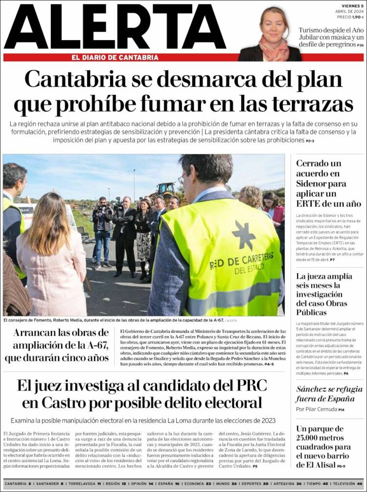 Portada de Alerta - El Diario de Cantabria (España)