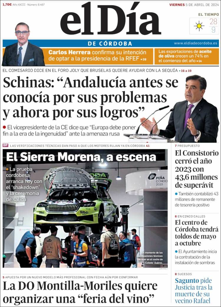 Portada de El Día de Córdoba (España)