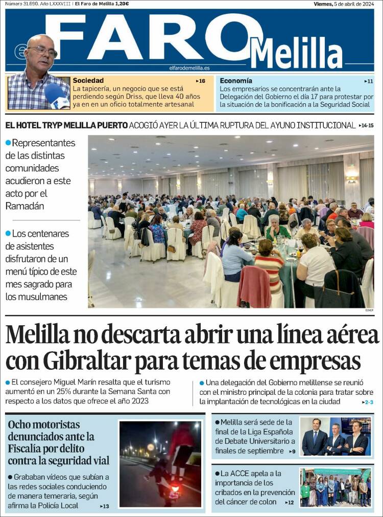 Portada de El Faro de Melilla (España)