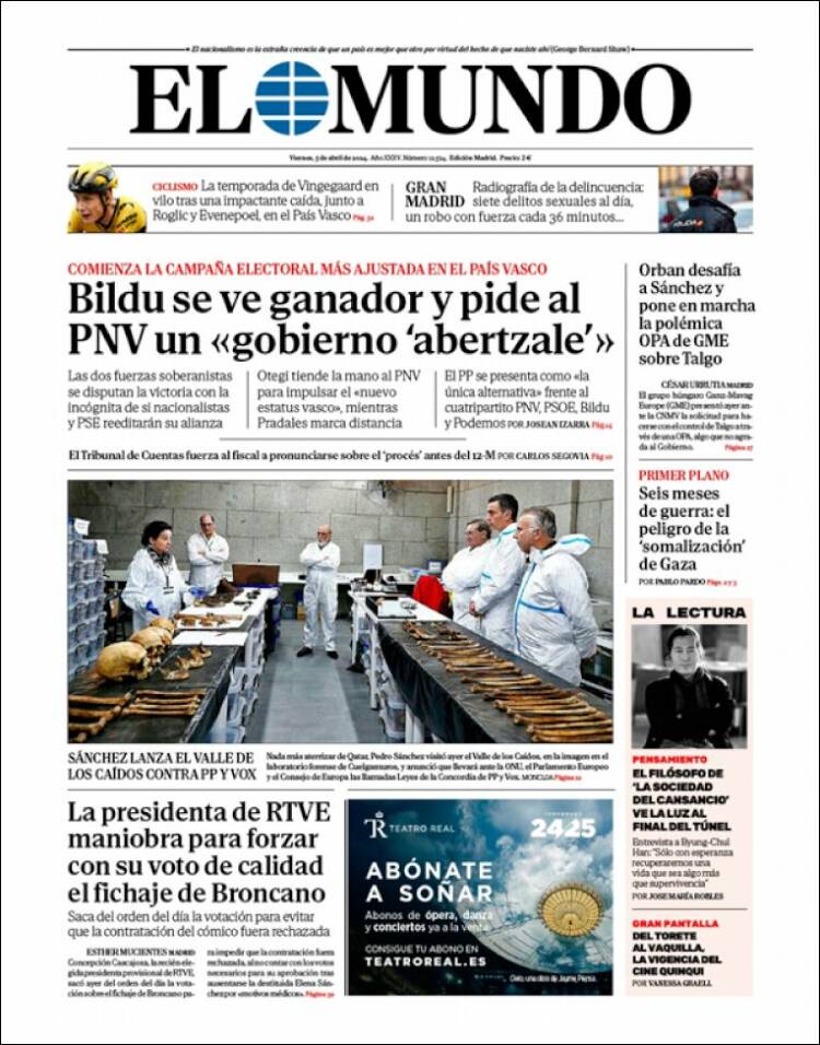 Portada de El Mundo (España)