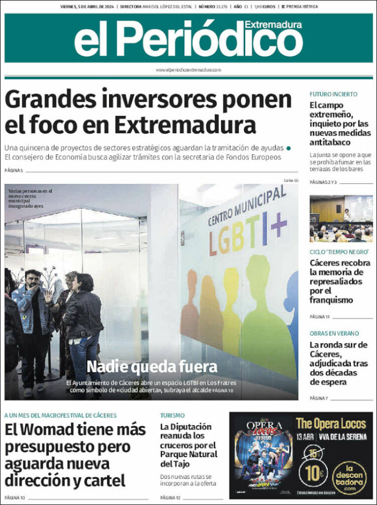 Portada de El Periódico de Extremadura (España)