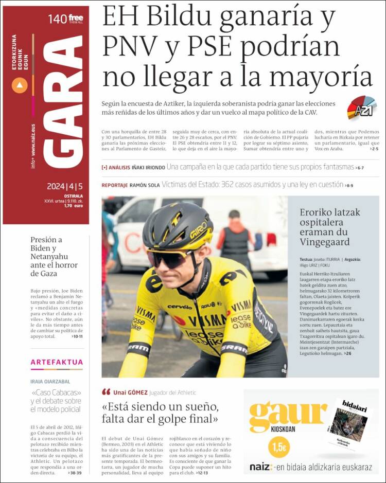 Portada de Gara (España)