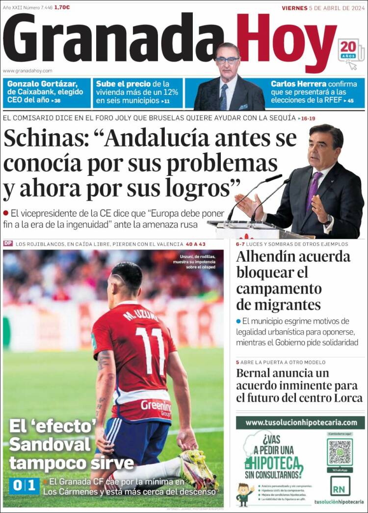 Portada de Granada Hoy (España)