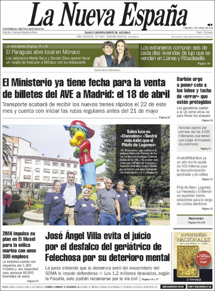Portada de La Nueva España (España)