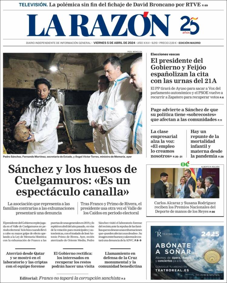 Portada de La Razón (España)