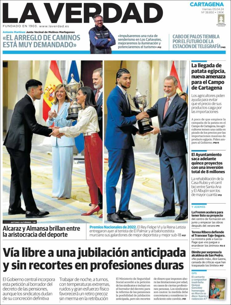 Portada de La Verdad de Cartagena (España)