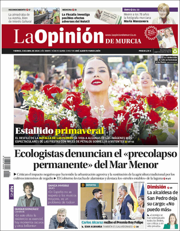 Portada de La Opinión de Murcia (España)